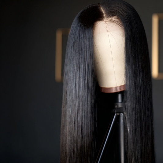 Luxurious 24-inch Bone Straight Human Hair Wig