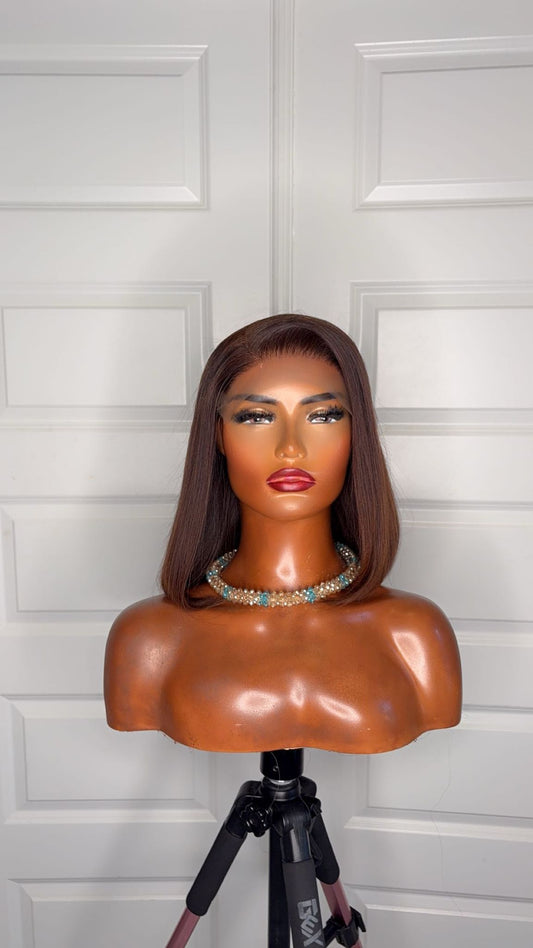Classy 10-inch coffee brown Glueless Bob wig