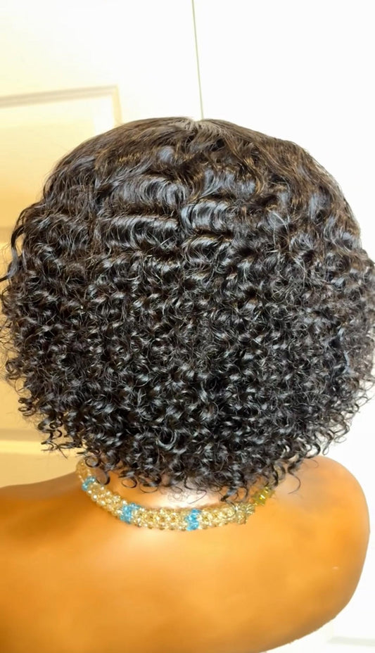 14-Inch Light Curly Glueless Full Human Hair Wig