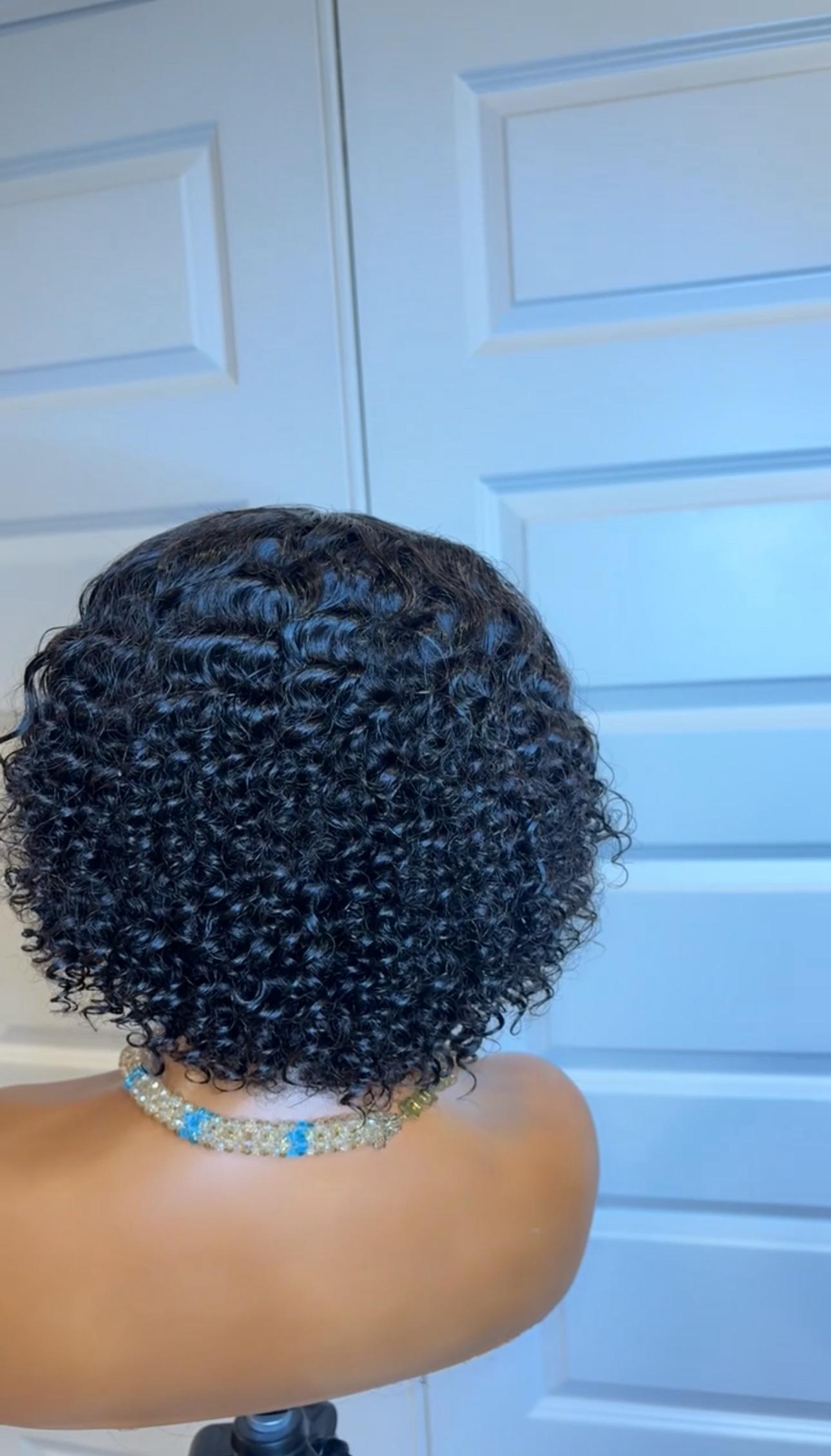 14-Inch Light Curly Glueless Full Human Hair Wig