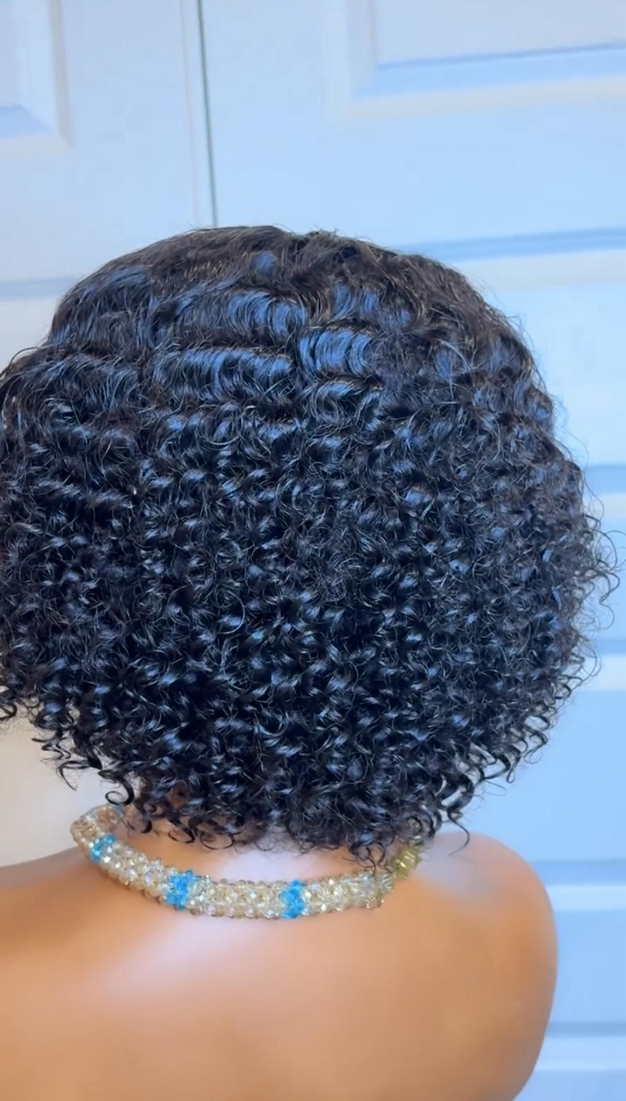 14-Inch Light Curly Glueless Full Human Hair Wig