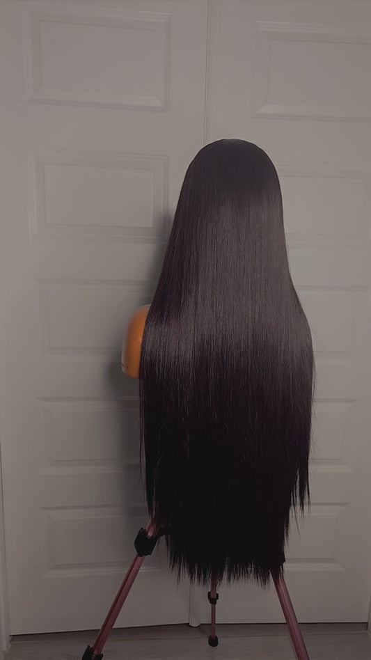 Luxurious 24-inch Bone Straight Human Hair Wig