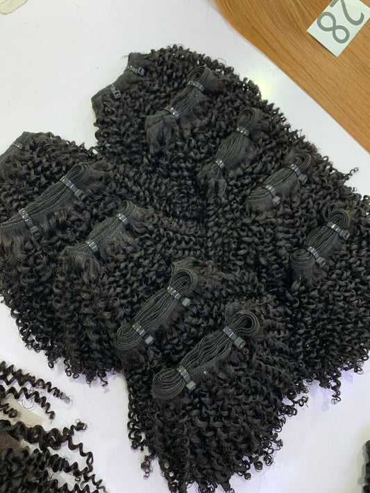 Luxury Afro Kinky Curly Human Hair Bundles – Natural Black, Full & Voluminous