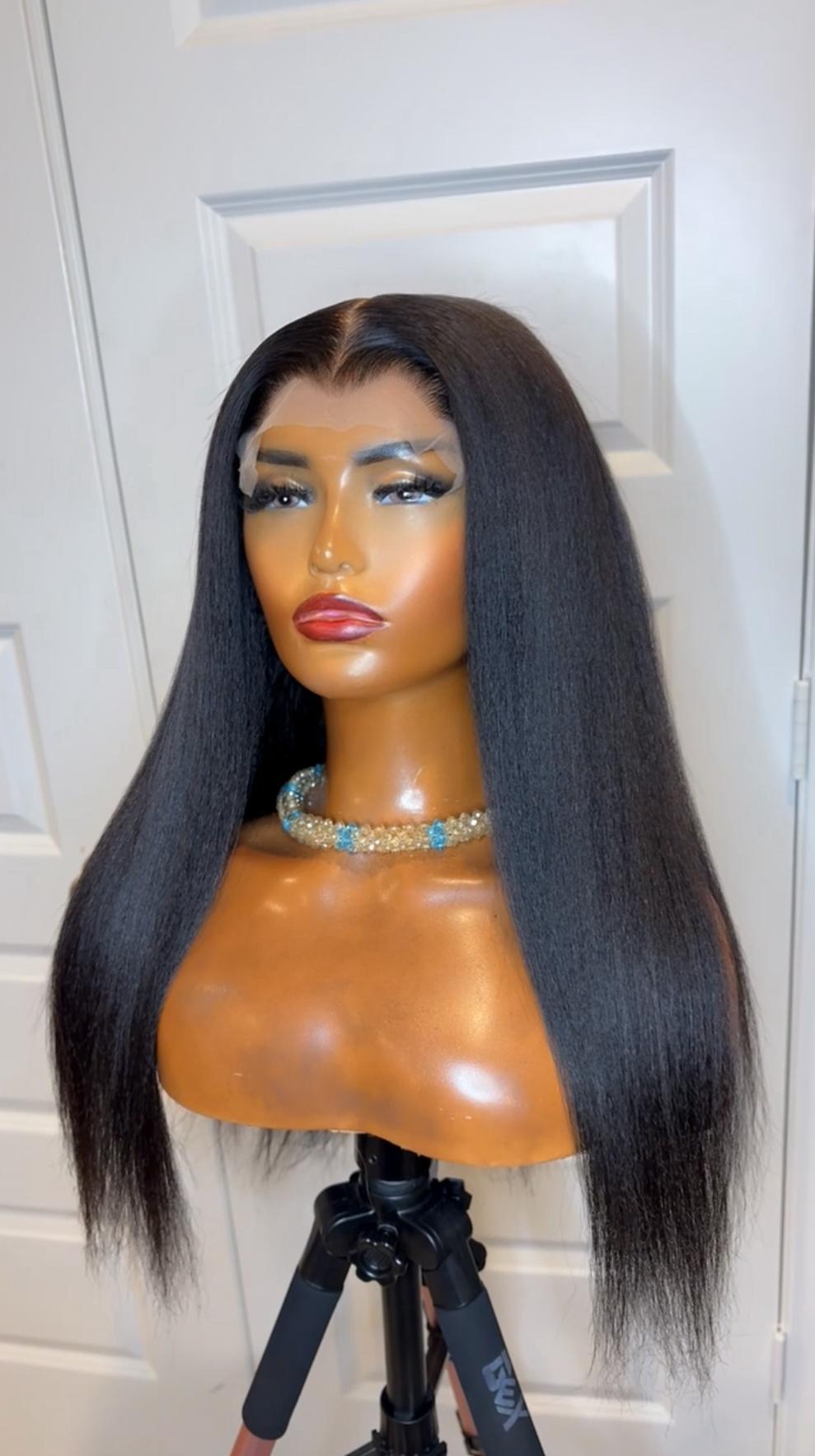 18-Inch Kinky Straight Glueless Full Human Wig