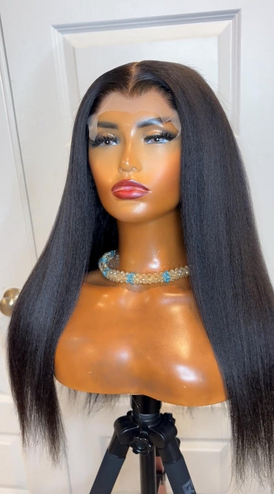 18-Inch Kinky Straight Glueless Full Human Wig