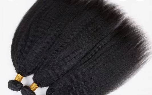 Luxury Kinky Straight Hair Bundles : 100% Raw Human Hair.