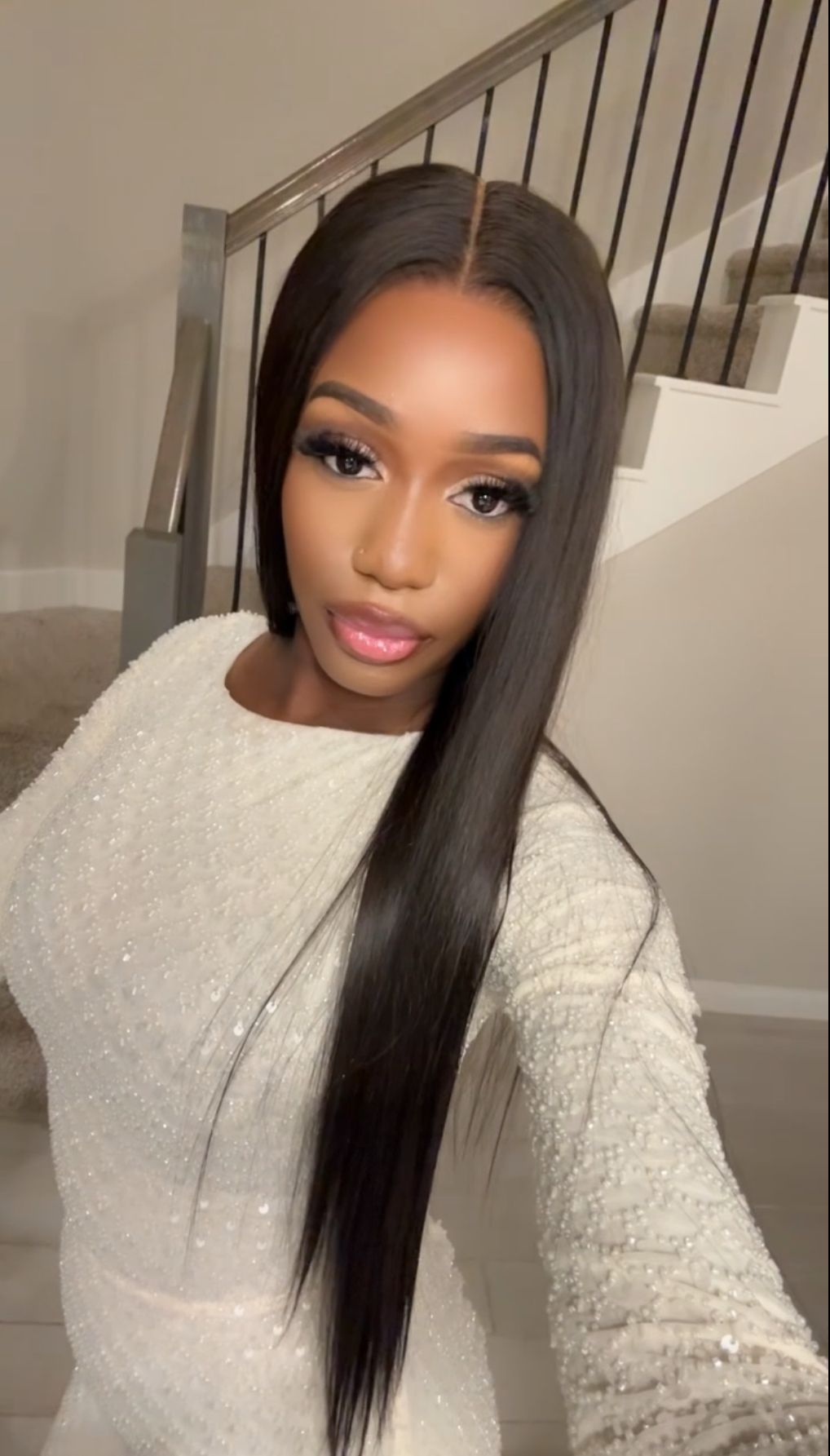 Luxurious 24-inch Bone Straight Human Hair Wig