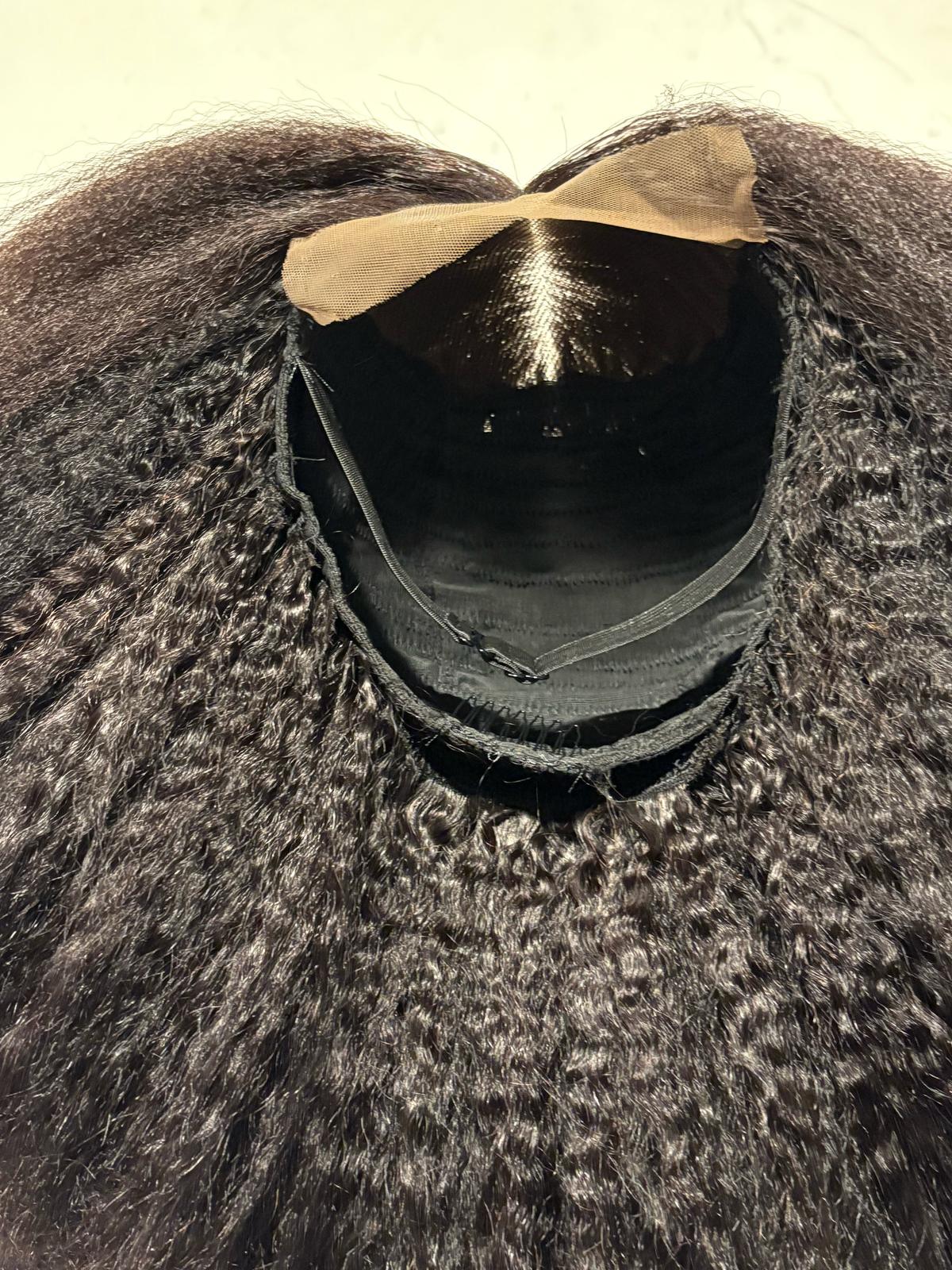 10-Inch Luxury Kinky Straight Glueless Wig , 100% Human Hair, 5×5 HD Lace Closure