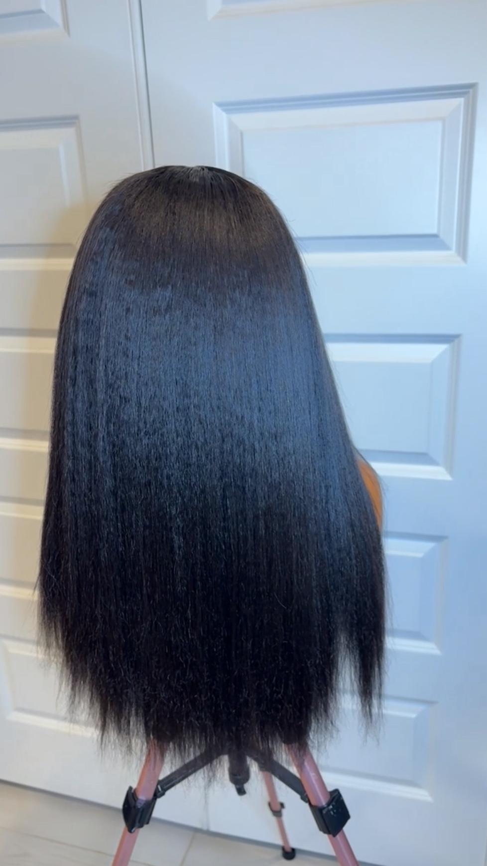 18-Inch Kinky Straight Glueless Full Human Wig