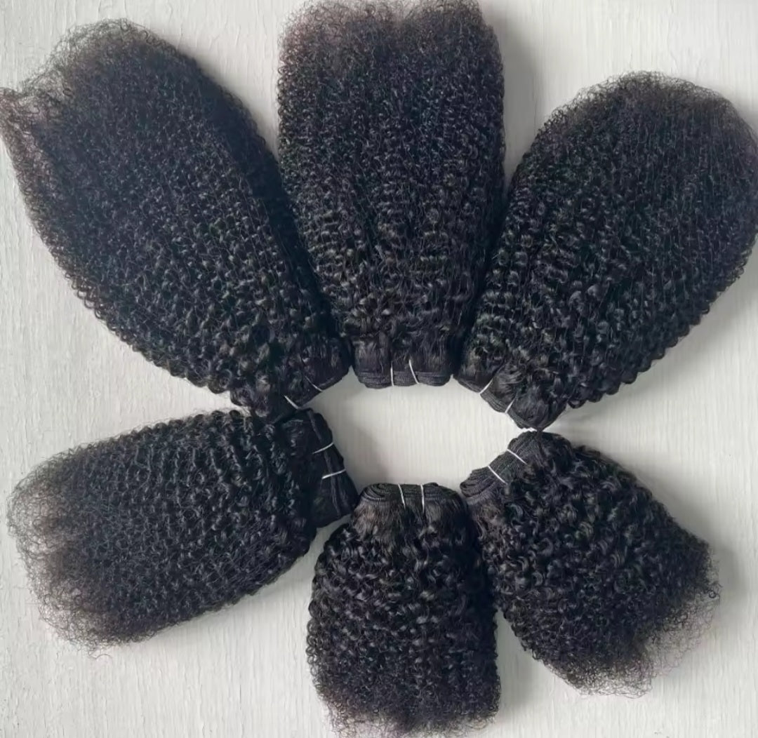 Luxury Afro Kinky Curly Human Hair Bundles – Natural Black, Full & Voluminous
