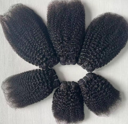 Luxury Afro Kinky Curly Human Hair Bundles – Natural Black, Full & Voluminous