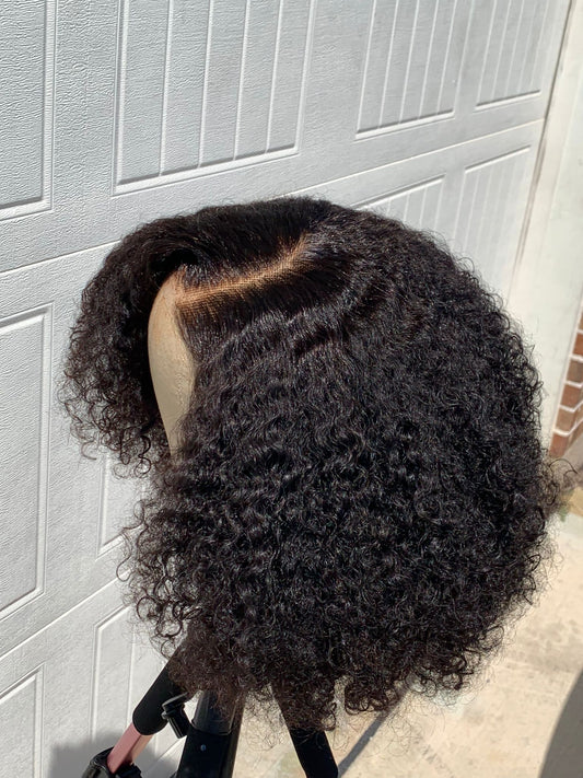 12-inch Kinky Curls Glueless Wig Human Hair Wig