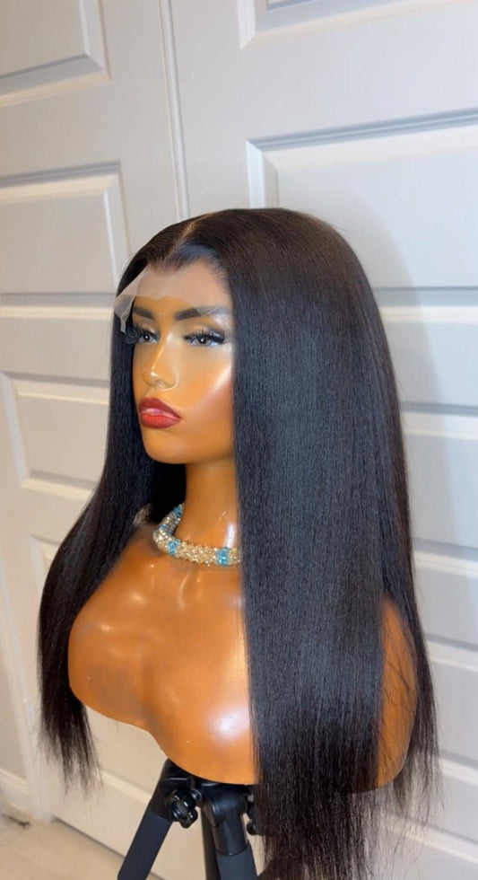 18-Inch Kinky Straight Glueless Full Human Wig