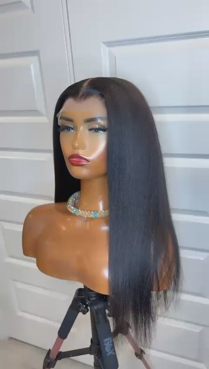 18-Inch Kinky Straight Glueless Full Human Wig