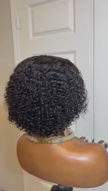 14-Inch Light Curly Glueless Full Human Hair Wig