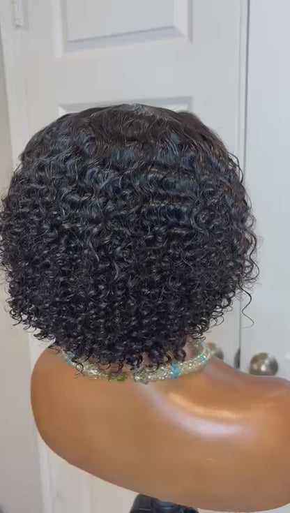 14-Inch Light Curly Glueless Full Human Hair Wig