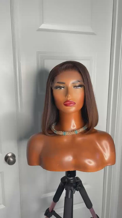 Classy 10-inch coffee brown Glueless Bob wig