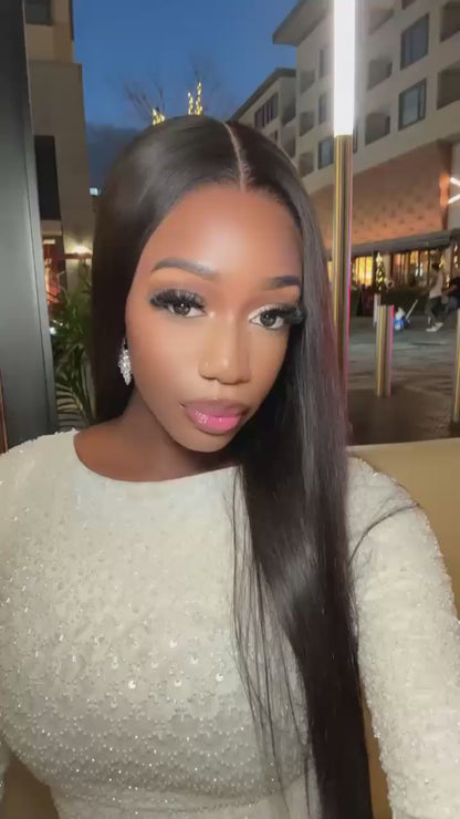 Luxurious 24-inch Bone Straight Human Hair Wig