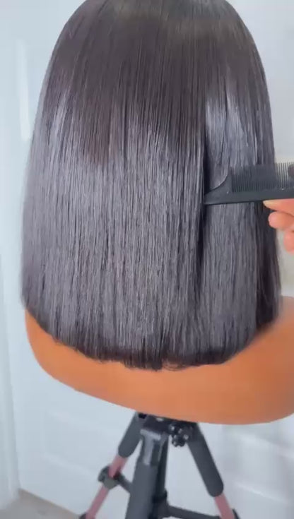 Vietnamese Luxury Black Bob Glueless Wig.