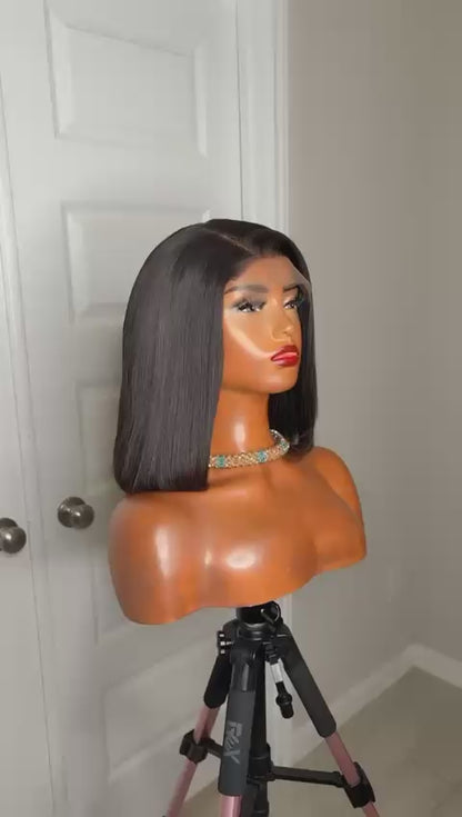 Vietnamese Luxury Black Bob Glueless Wig.