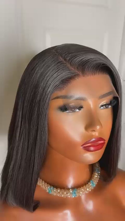 Vietnamese Luxury Black Bob Glueless Wig.