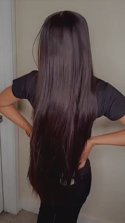 Luxurious 24-inch Bone Straight Human Hair Wig