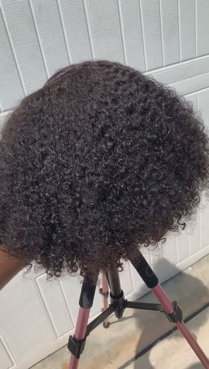 12-inch Kinky Curls Glueless Wig Human Hair Wig