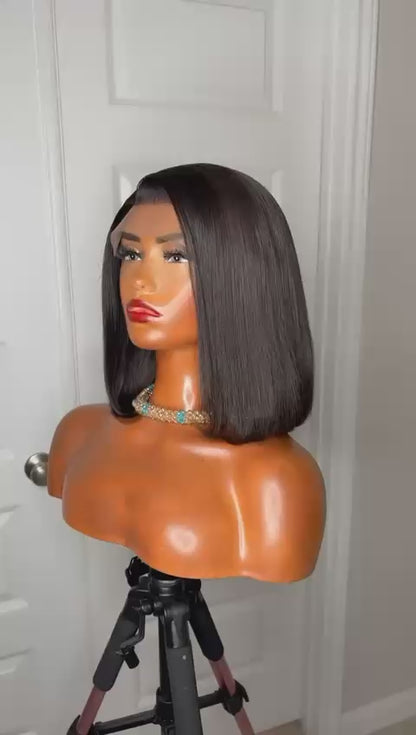 Vietnamese Luxury Black Bob Glueless Wig.