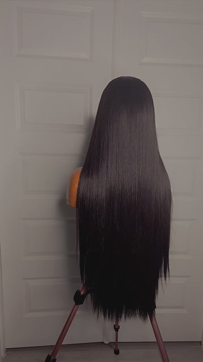 Luxurious 24-inch Bone Straight Human Hair Wig