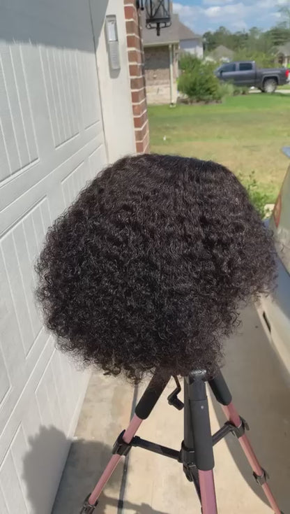 12-inch Kinky Curls Glueless Wig Human Hair Wig