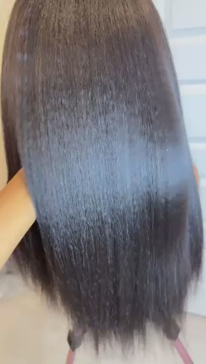 18-Inch Kinky Straight Glueless Full Human Wig