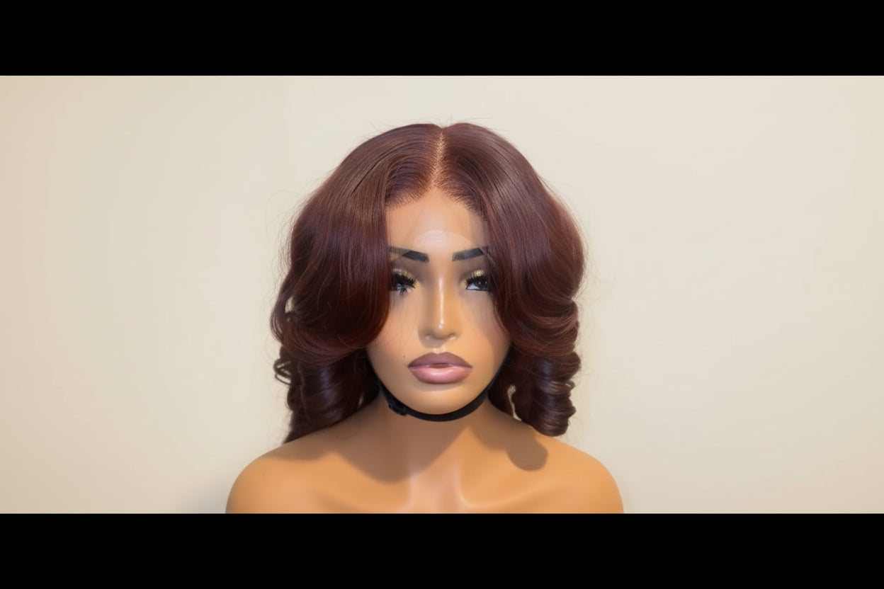 Brown Bouncy Curly Glueless Human Hair Wig 16 Inch | 6x6 Closure | 350g Volume