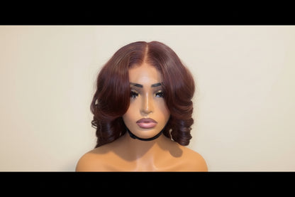 Brown Bouncy Curly Glueless Human Hair Wig 16 Inch | 6x6 Closure | 350g Volume