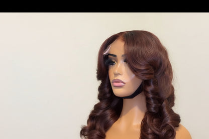 Brown Bouncy Curly Glueless Human Hair Wig 16 Inch | 6x6 Closure | 350g Volume