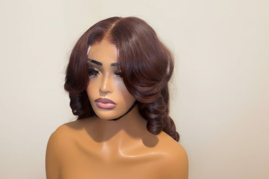 Brown Bouncy Curly Glueless Human Hair Wig 16 Inch | 6x6 Closure | 350g Volume