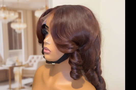 Brown Bouncy Curly Glueless Human Hair Wig 16 Inch | 6x6 Closure | 350g Volume