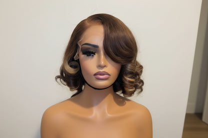 Piano Bouncy Curls Glueless Human Hair Wig | 16 Inch | 6x6 Closure | 350g Volume