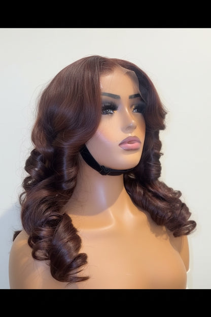 Brown Bouncy Curly Glueless Human Hair Wig 16 Inch | 6x6 Closure | 350g Volume