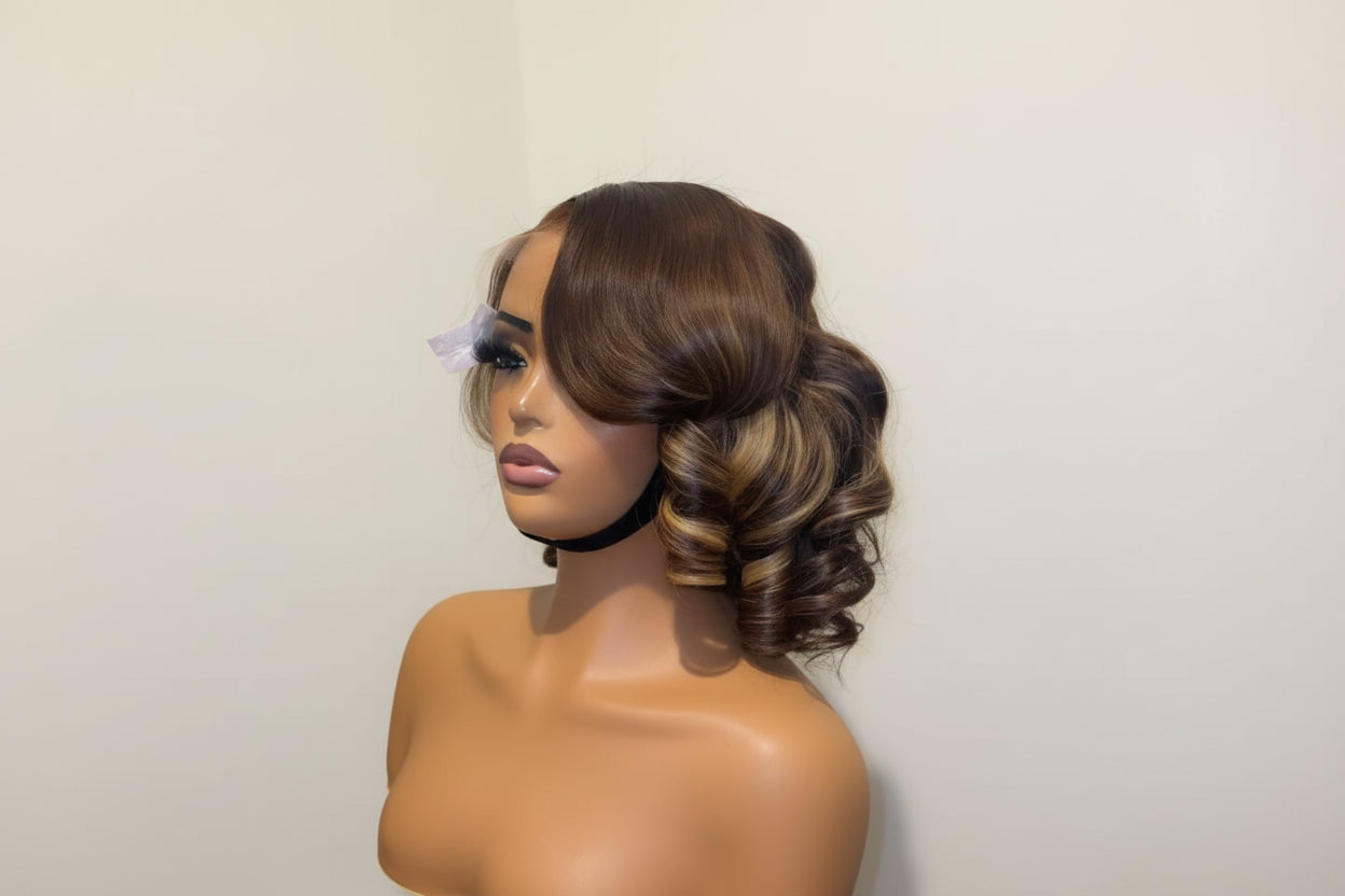 Piano Bouncy Curls Glueless Human Hair Wig | 16 Inch | 6x6 Closure | 350g Volume