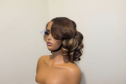 Piano Bouncy Curls Glueless Human Hair Wig | 16 Inch | 6x6 Closure | 350g Volume