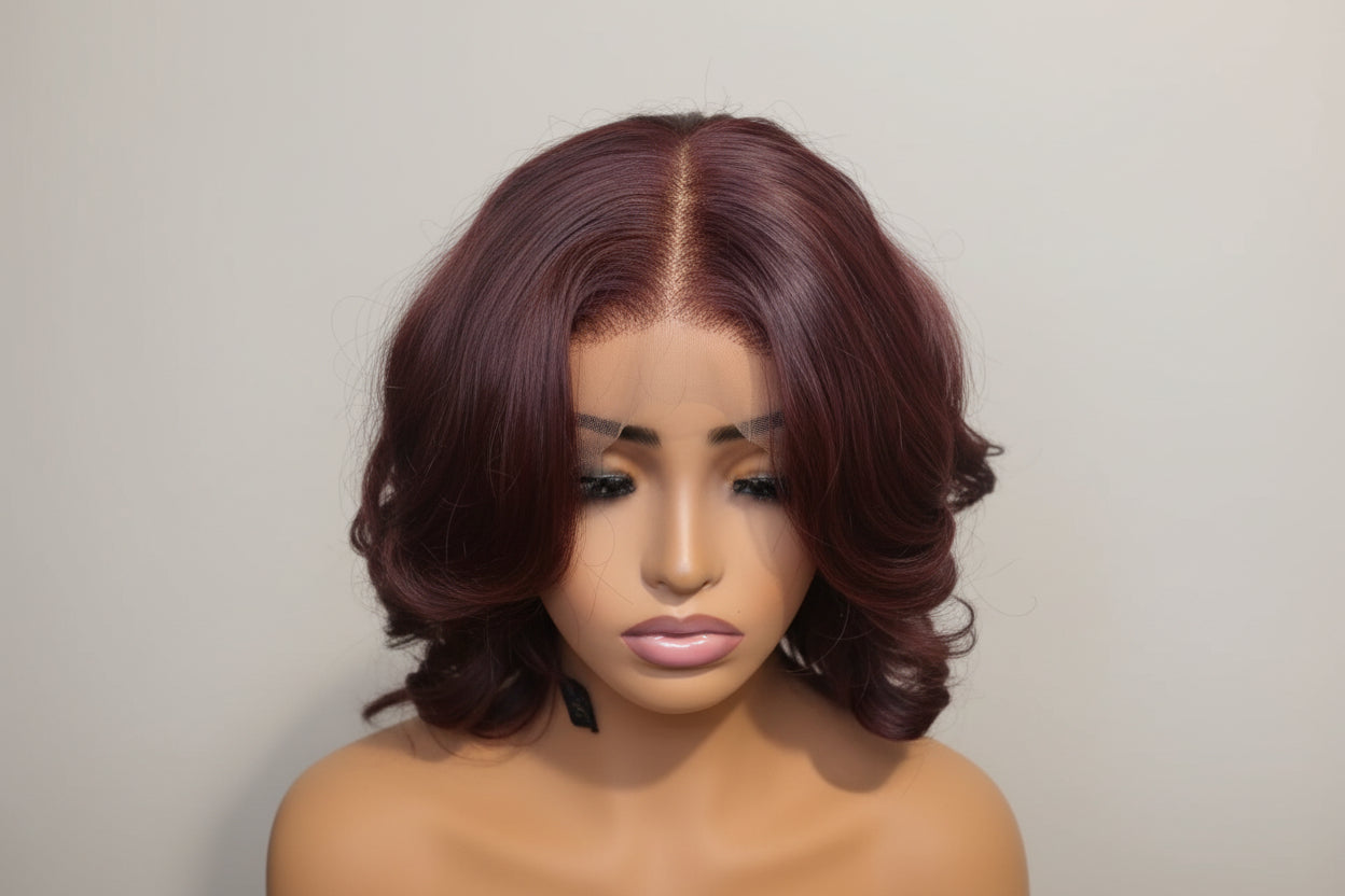 Brown Bouncy Curly Glueless Human Hair Wig 16 Inch | 6x6 Closure | 350g Volume