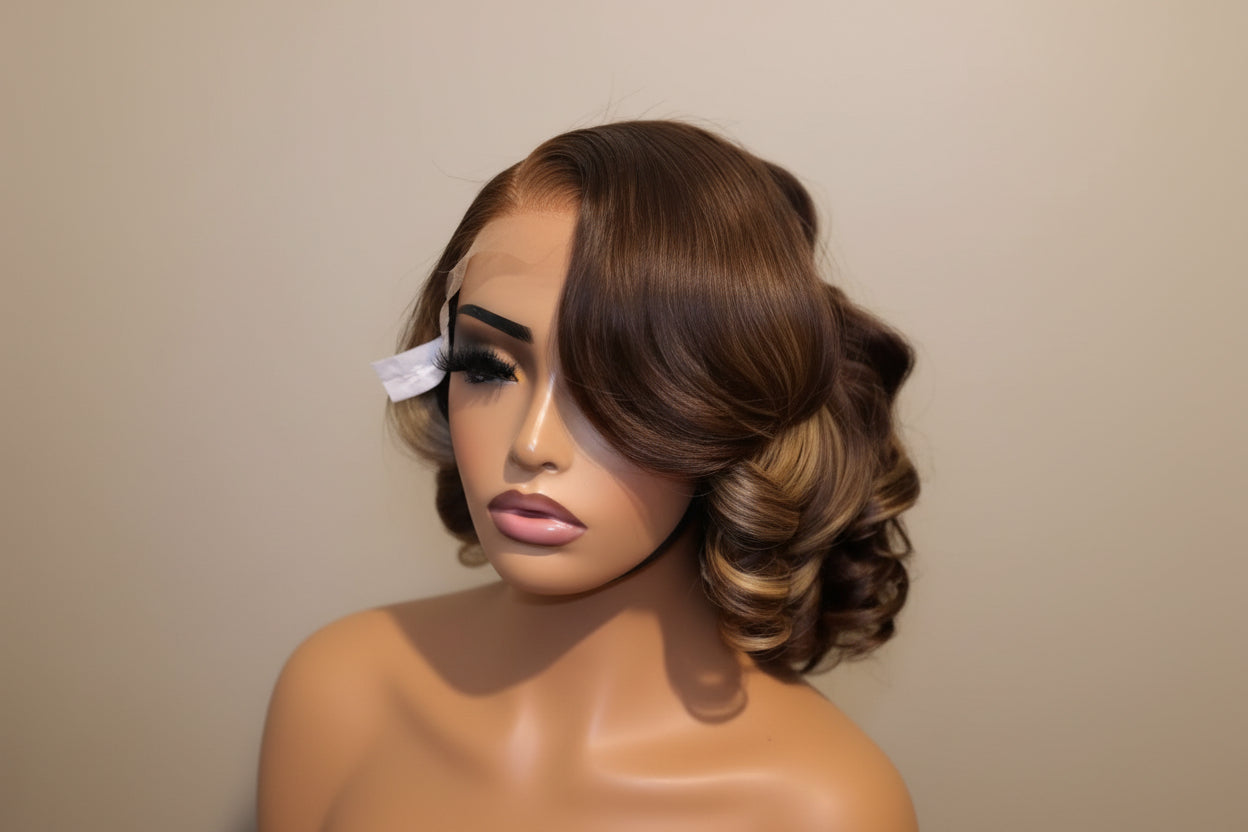 Piano Bouncy Curls Glueless Human Hair Wig | 16 Inch | 6x6 Closure | 350g Volume