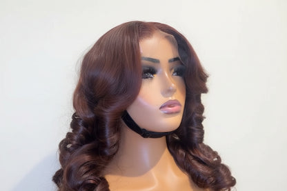 Brown Bouncy Curly Glueless Human Hair Wig 16 Inch | 6x6 Closure | 350g Volume