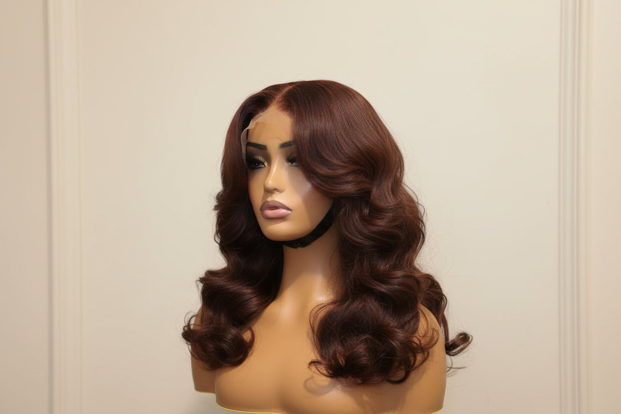 Brown Bouncy Curly Glueless Human Hair Wig 16 Inch | 6x6 Closure | 350g Volume