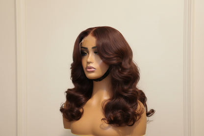 Brown Bouncy Curly Glueless Human Hair Wig 16 Inch | 6x6 Closure | 350g Volume