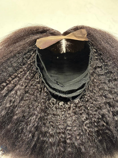 10-Inch Luxury Kinky Straight Glueless Wig , 100% Human Hair, 5×5 HD Lace Closure